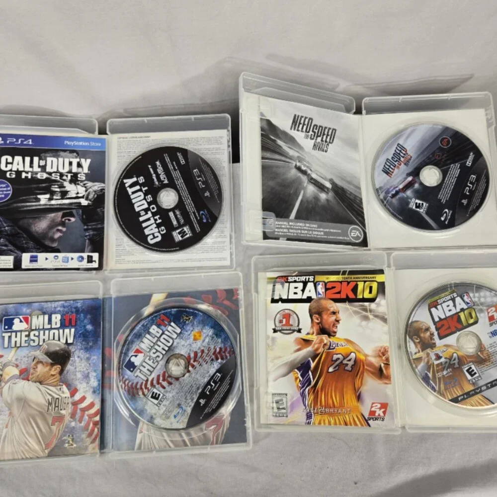 PS3 Lot of 10 PlayStation 3 Call Duty, NBA, Guitar, MLB, Uncharted 2, Speed Work